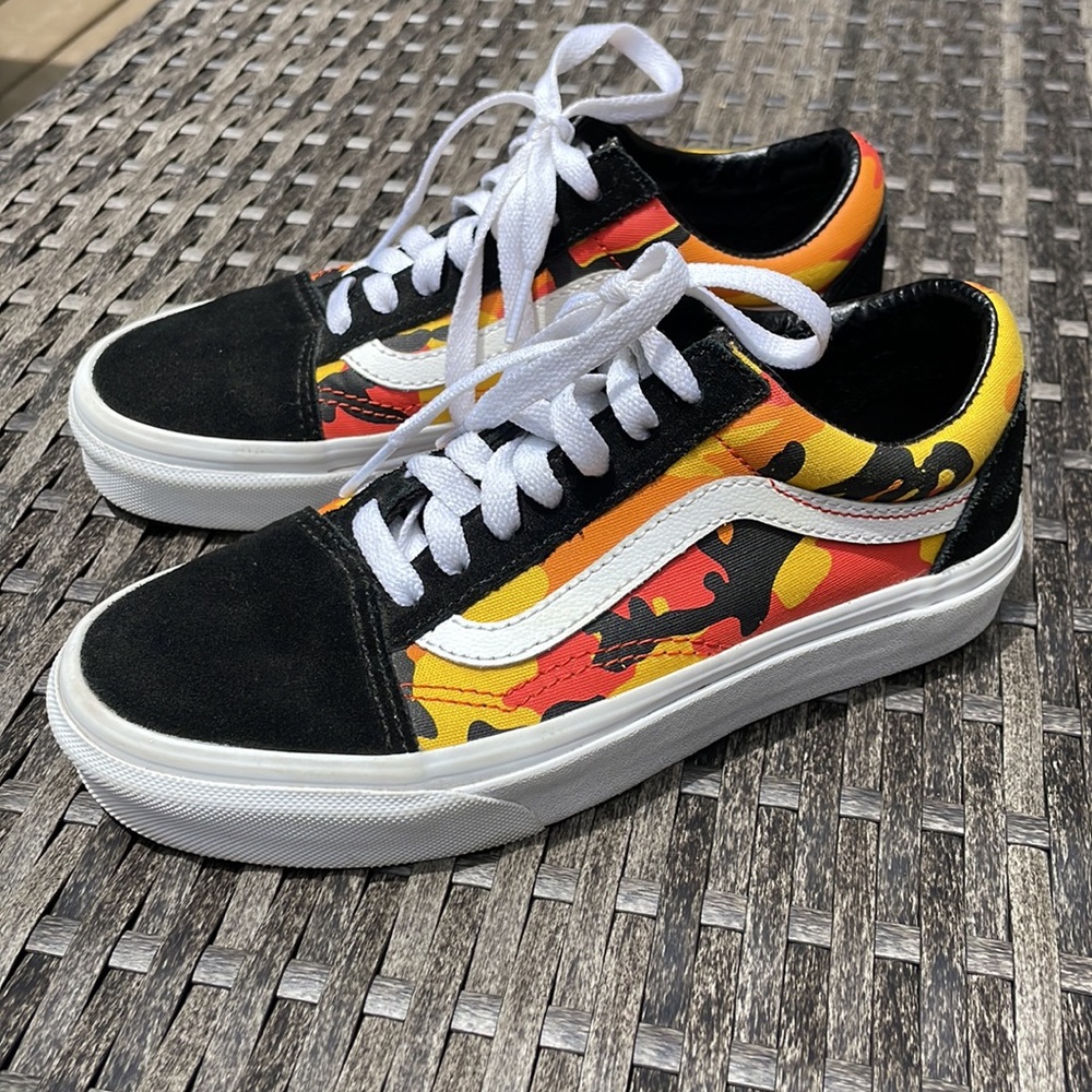 Vans Old Skool Pop Camo Orange Womens 5 Mens 3.5